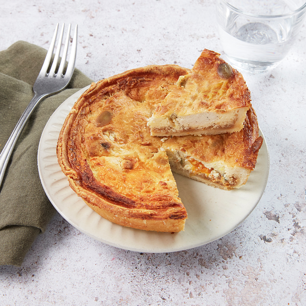 Quiche tomates confites, emmental et moutarde aux graines