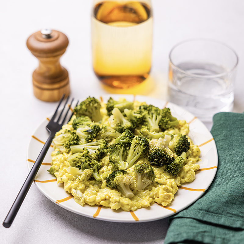 Risotto de lieu au curry et brocolis